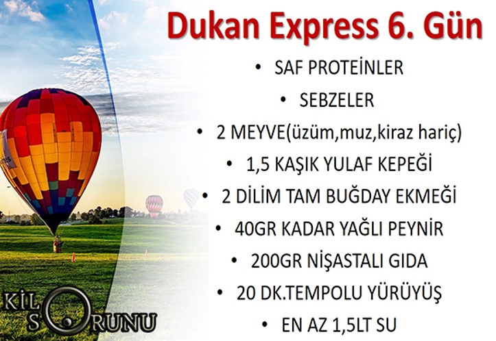 Dukan Express Diyet Listesi 6.Gün