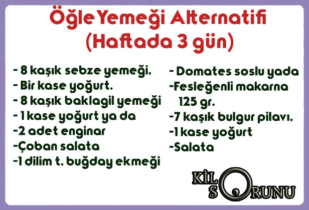 Hepobur Diyeti Öğle Yemeği Alternatifi